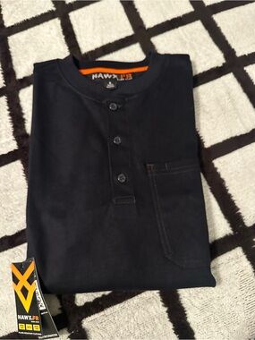 Tony Hawk Black Long Sleeve Henley with Orange Trim